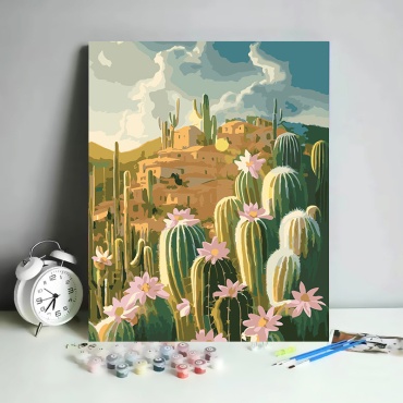 Кактусы холст на подрамнике 50x40 см