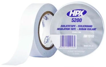 Изолента HPX ПВХ цвет белый, 10 м х 19 мм, 1 шт.