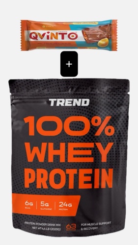 Протеин Trend 100% Whey Protein + батончик QVINTO черника 908 г