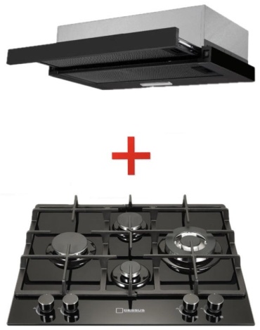Варочная поверхность Dessus DCG-64006B черный + вытяжка DH-601B