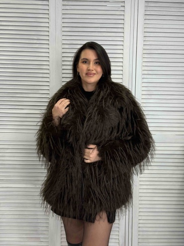 Шуба черный, коричневый