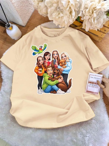 Футболка TMH_TREND.KZ Дабл Бабл Double Bubble бежевый, зеленый