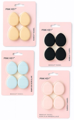 Pink Key спонж плоский латекс 4 шт