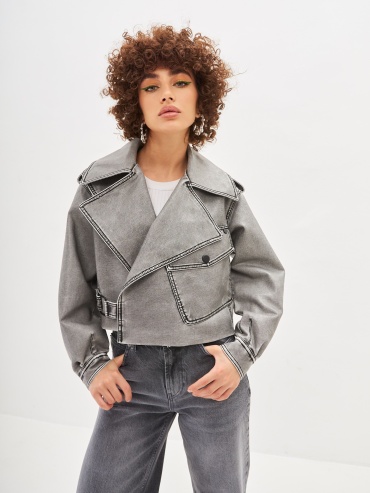 Кожаная куртка DressCode серый