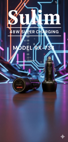 Sulim RX-38+автомобильная зарядка USB Type-C, USB 48 Вт черный