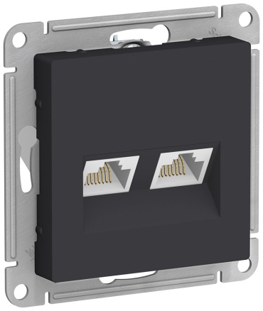 Компьютерная розетка (RJ45) WESSEN WESSEN AtlasDesign дв. комп.кат 5Е, механизм карбон ATN001085, карбон