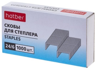 Скобы Hatber № 24/6 1000 шт