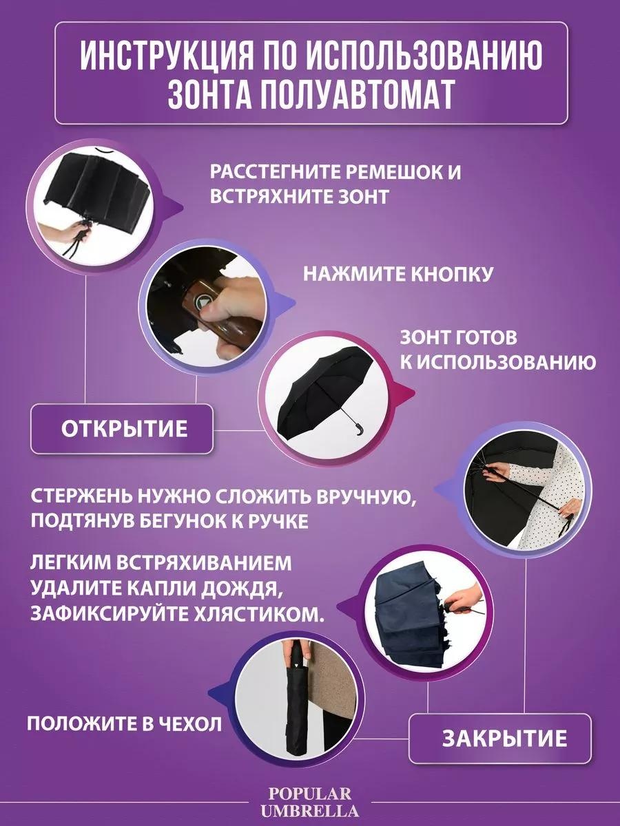 Складной зонт автомат синий