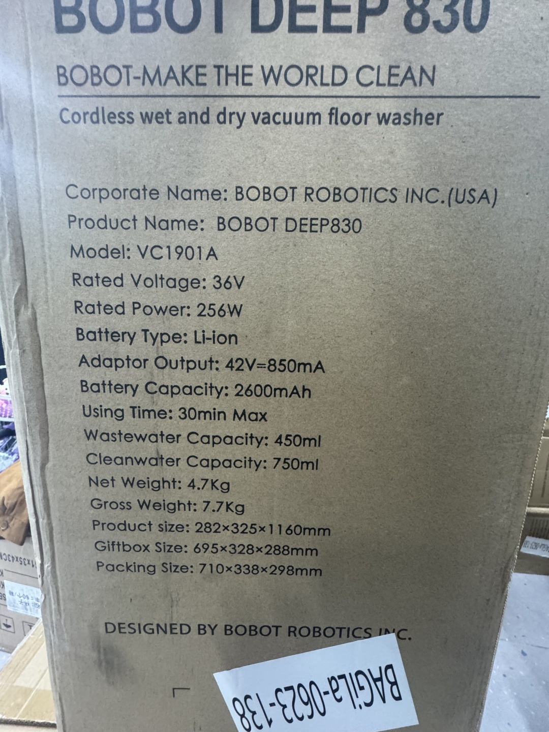 Пылесос BOBOT VC1901A черный