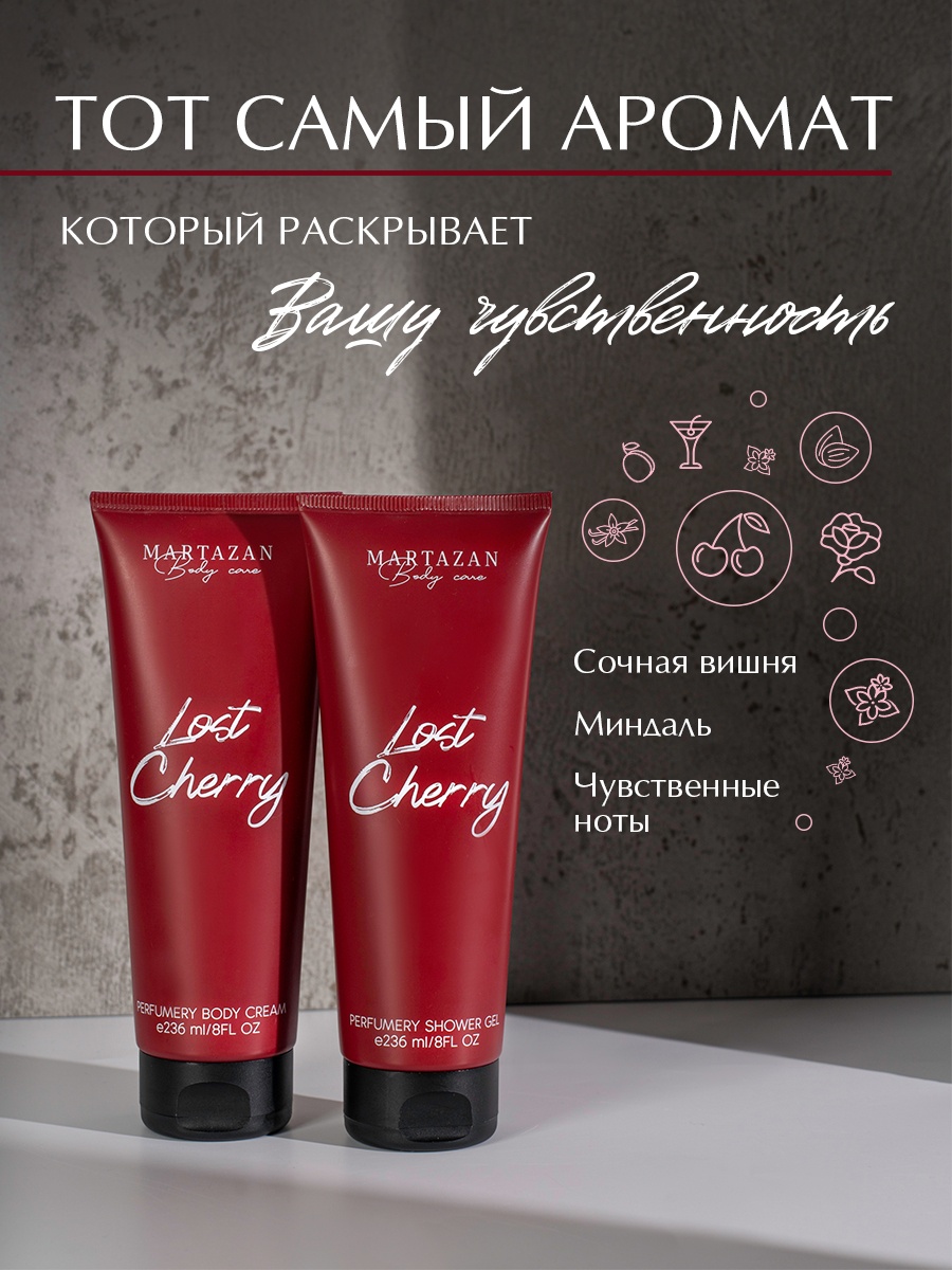 Martazan Perfume Lost Cherry парфюмированный набор для тела гель для душа + крем для тела