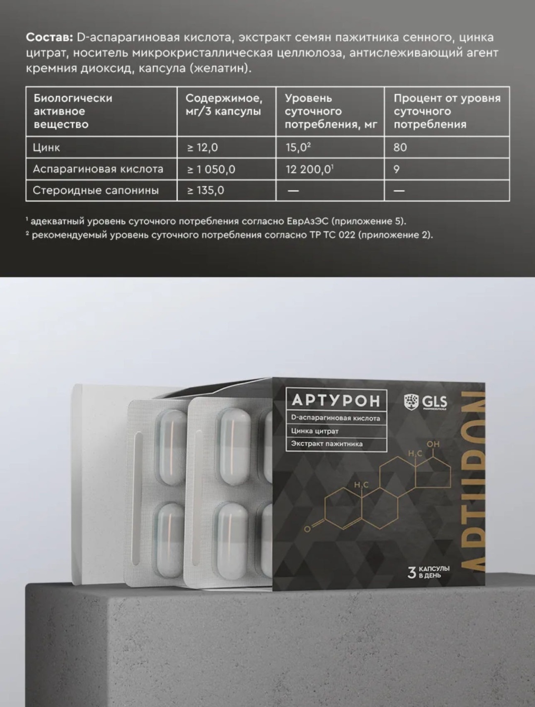 GLS Pharmaceuticals Артурон 90 капсул