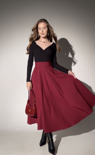 Юбка солнце Anro Fashion бордовый