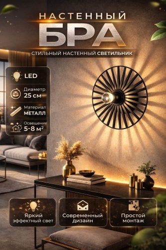 Бра настенный 3D PUZZLE LED, черный