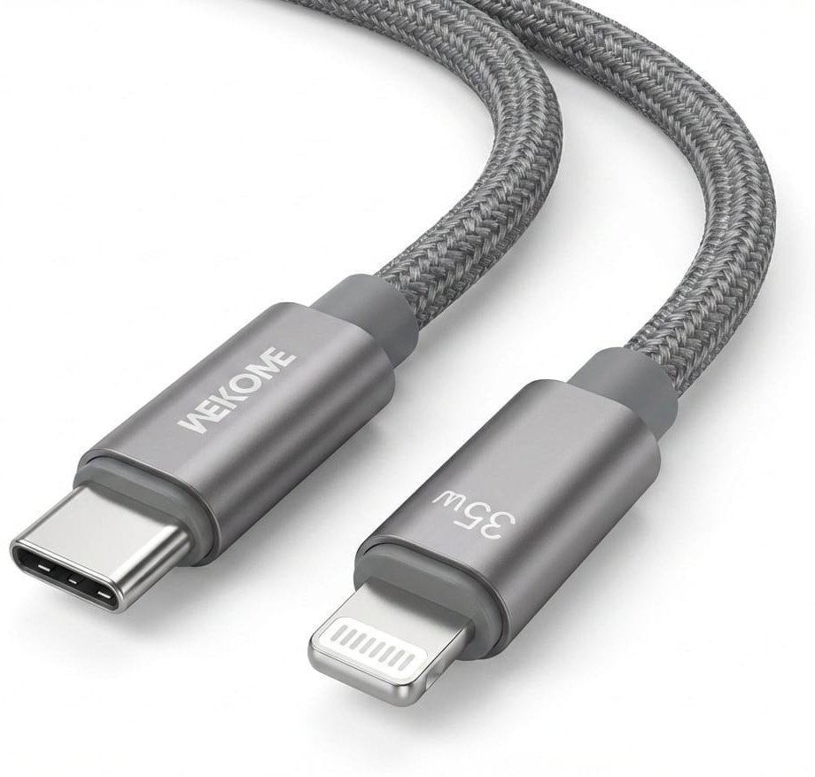 Кабель WEKOME Lightning, USB TypeC (M), 1.2 м, серый