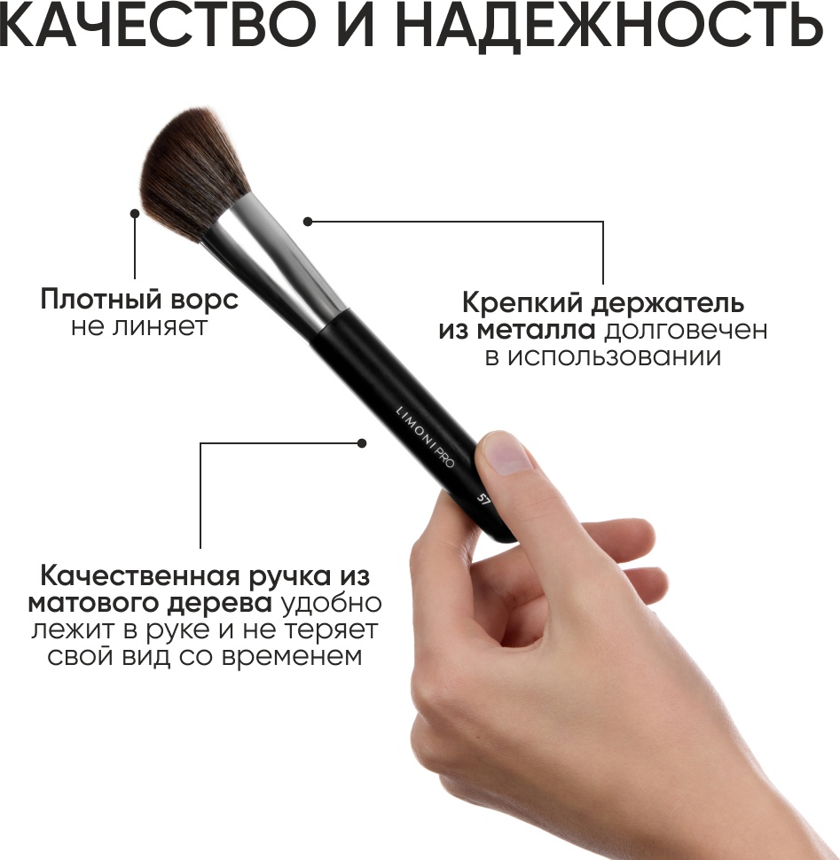 LIMONI Professional №57 Кисть для контуринга (нейлон) 1