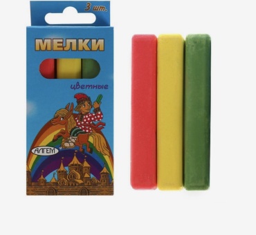 Мел АЛГЕМ Мелки цветные «Алгем» 3 шт