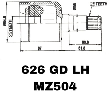 RTL-DSN шрус внутренний MZ504