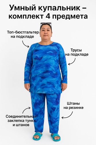 Купальник буркини RUZVAN лазурный, голубой