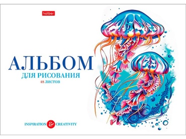 Альбом для рисования А4, 48л, скрепка, пластиковая обложка