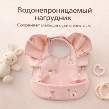 Нагрудник AISES с сердечками, мин. возраст 6 месяцев, 1 шт