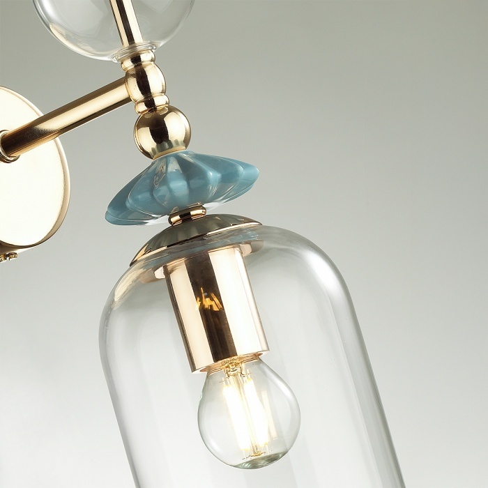 Бра настенный Odeon Light E14, золотистый, прозрачный