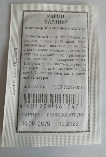 Аэлита укроп Карлик