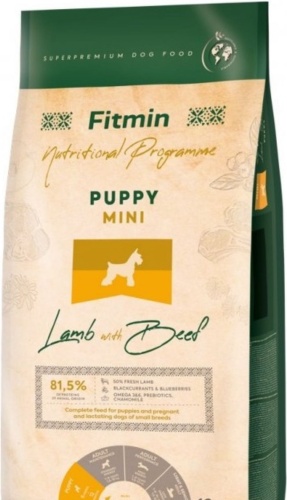 Корм Fitmin Puppy Min Ягненок с говядиной для щенков мелких пород 2.5 кг