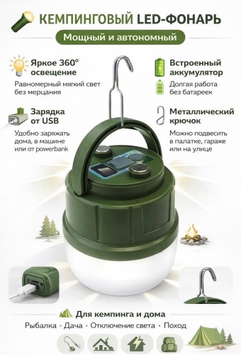 Фонарь Solar KK-911 кемпинговый зеленый