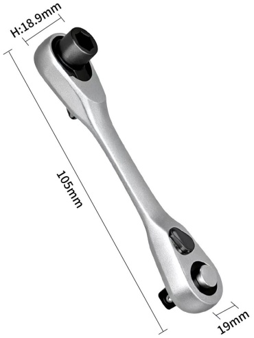 Трещотка укороченная ACO NJ-028 1/4, 105 мм