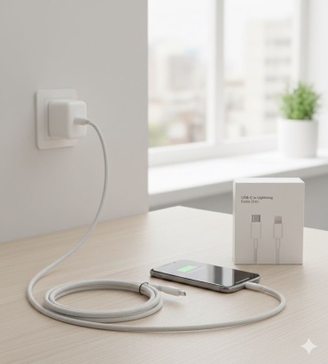 Кабель USB TypeC (M), Lightning, 2 м, белый