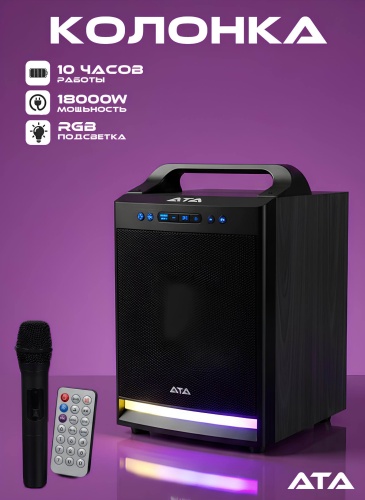 Портативная колонка ATA Sound pro 1800 черный