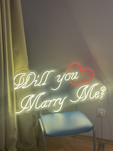 Неоновая вывеска настенный MARRY ME, теплый белый, холодный белый, розовый
