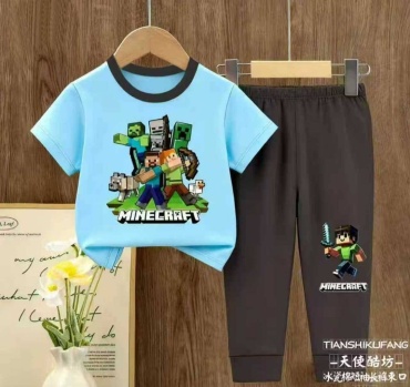 Пижама Minecraft серый, голубой