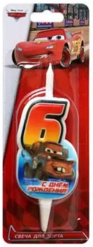 Свеча цифра 6, 1 шт