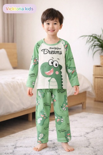 Пижама Vicktoria Kids белый, зеленый