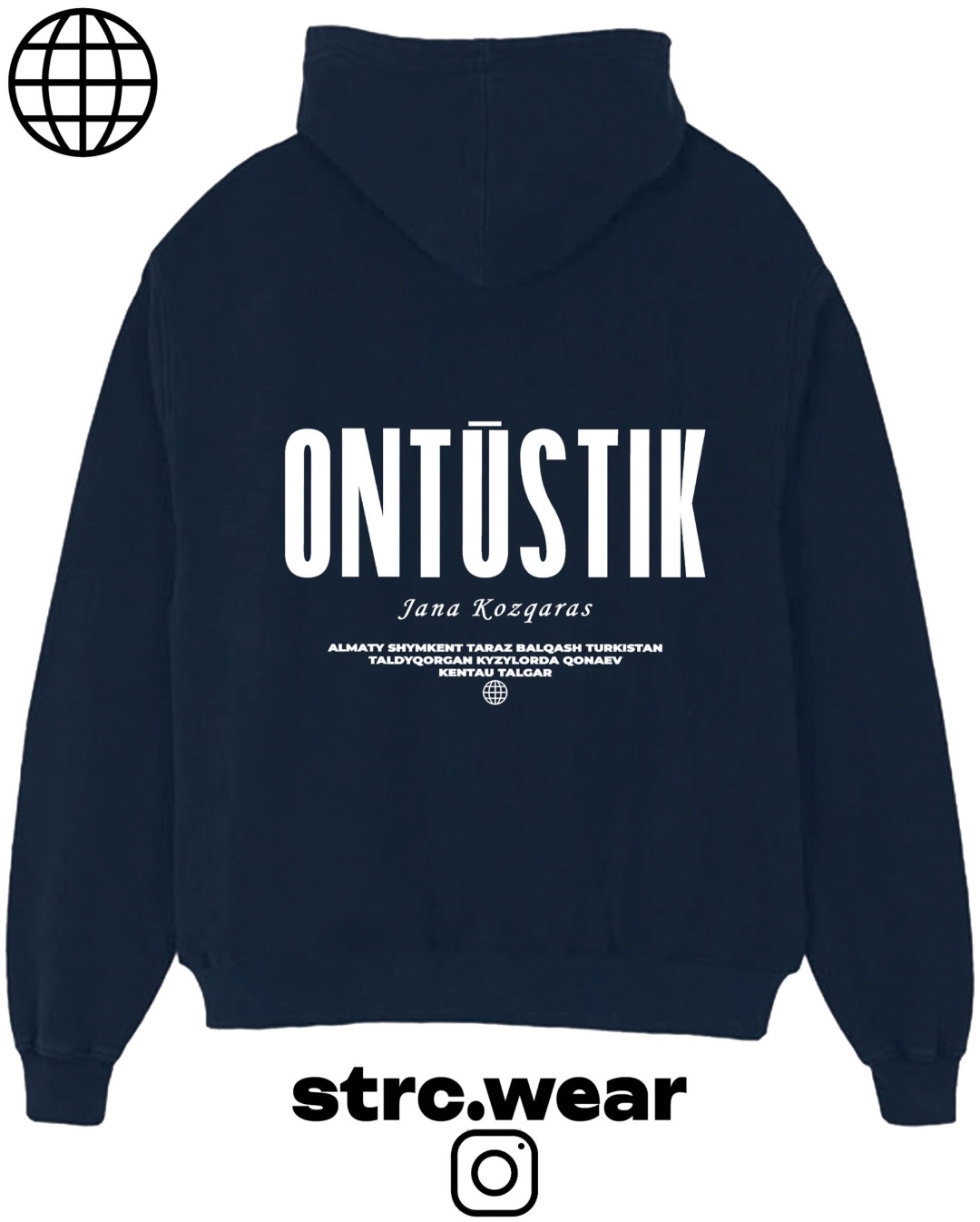 Худи ONTUSTIK oversize inst:strc.wear темно-синий