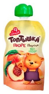 Детское пюре Топтышка Пюре "Персиковое" без сахара 90 г, с 4 месяцев