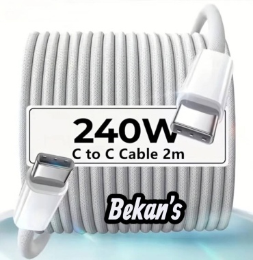 Кабель Bekan's USB TypeC (F), USB TypeC (M), 2 м, белый