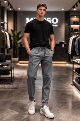 Карго Masculino серебристый