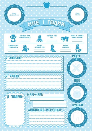 Постер Мне 1 годик, A4, глянцевая бумага