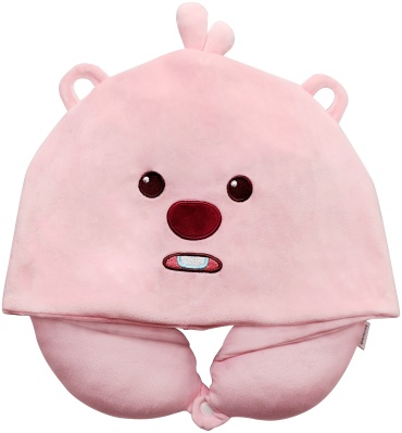 Подушка Miniso Дорожная для шеи с капюшоном Zanmang LOOPY 2017253410102 набивная розовый