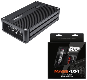 AMP Усилитель PRO 4.100 + комплект проводов MASS 4.04 1100 Вт 4 канальный