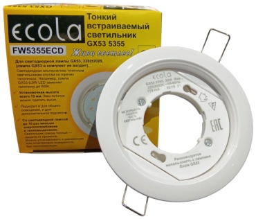 Ecola Софит Ecola GX53 5355 св-к Легкий Белый 25x106 FW5355ECD GX53