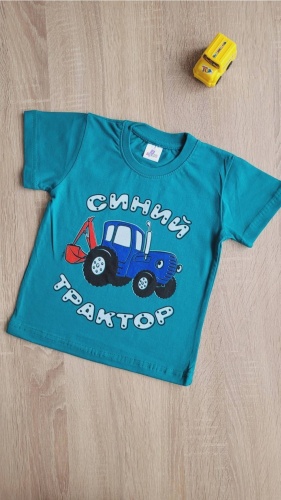 Футболка Синий трактор синий, зеленый