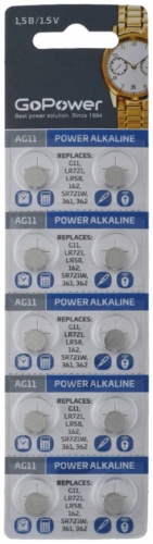 Батарейка AG11 GoPower 10 шт