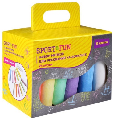 Набор мелков для рисования на асфальте, Sport&Fun, 24 шт.