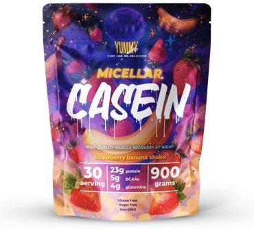Протеин YummyLab Micellar casein банан, клубника 900 г