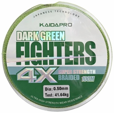 Kaida плетеная леска FIGHTERS Dark Green 4X 0.5 мм зеленый