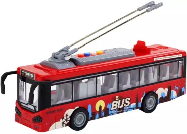Троллейбус city bus JS121, пластик, красный