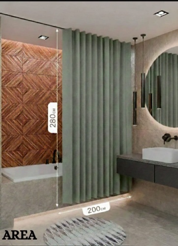 Штора для ванной AREA Highgreen 200x280 зеленый, лен